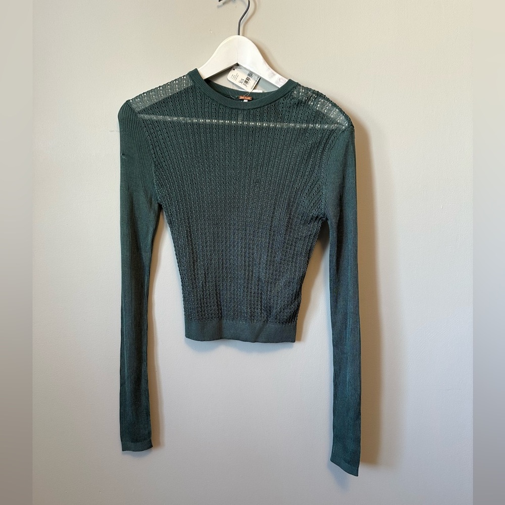 BNWT - free people long sleeve knit sweater - xs - green